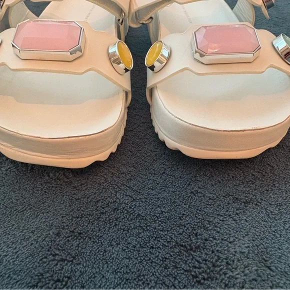 SOPHIA WEBSTER White Leather Pastel GEM Dad Sandals! Great gently used. 39 - Picture 4 of 10